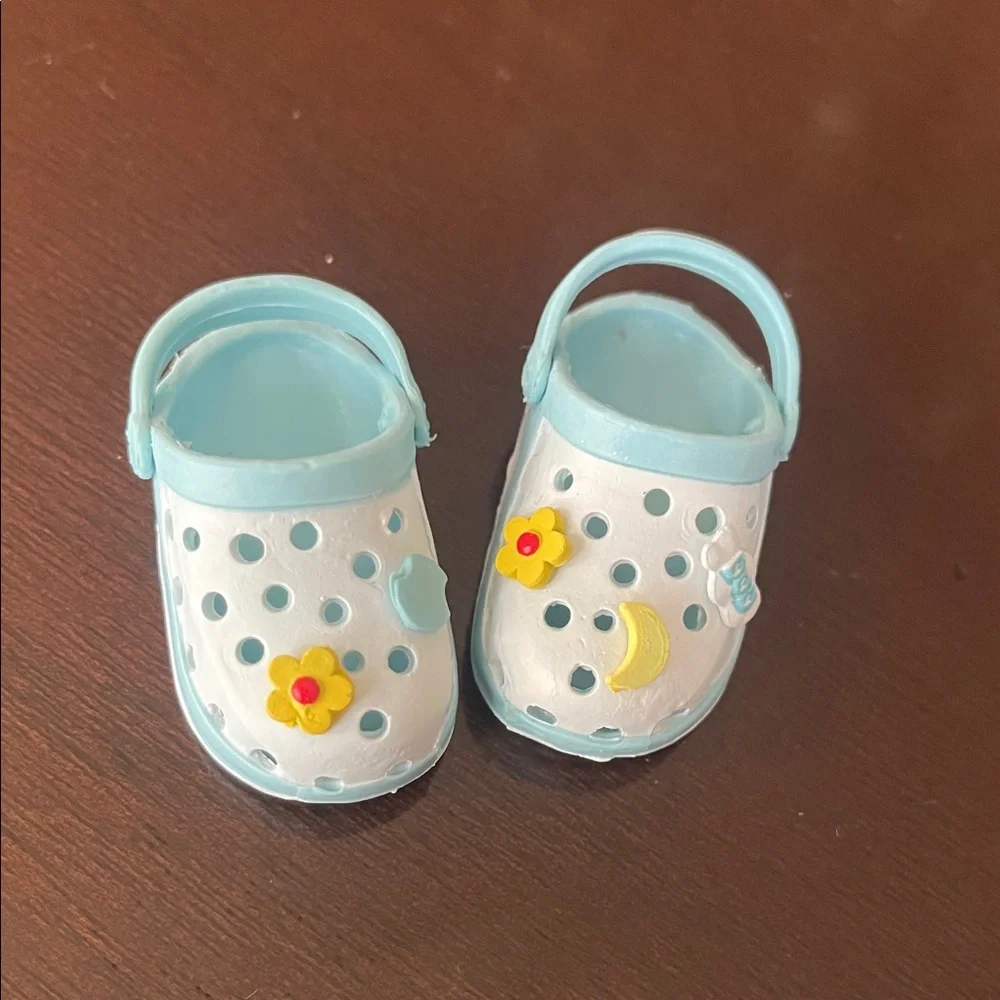 Labubu Light Blue and White Clogs with charms